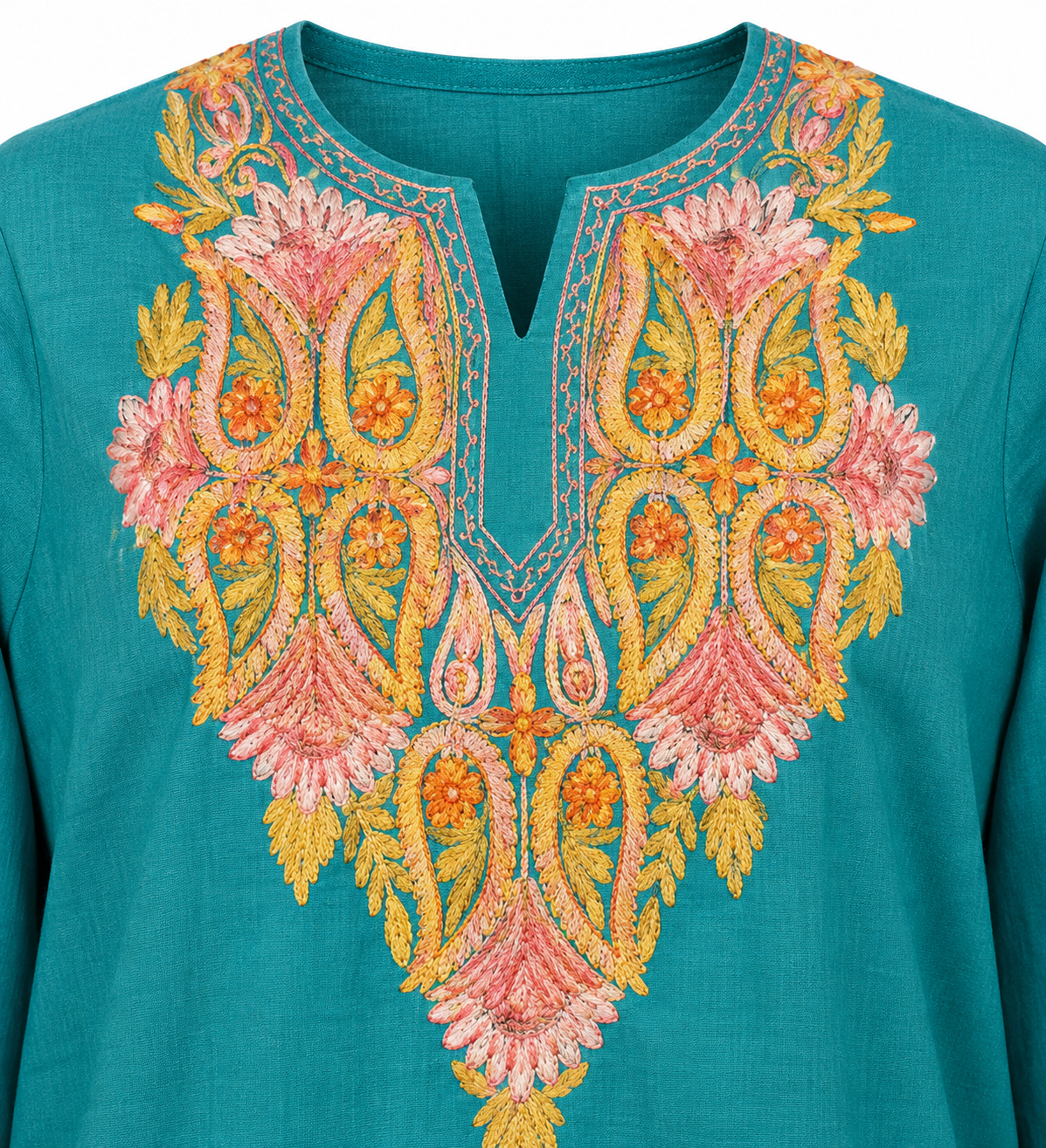 Kashmir Aari cotton Co-Ord Set | Dark Teal